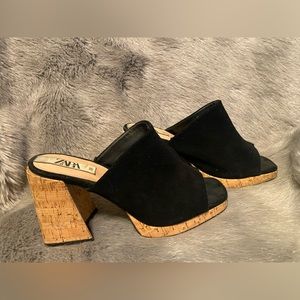 Zara Suede and Cork Peep Toe